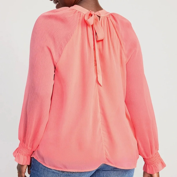 OLD NAVY Shirred Mock-Neck Tie-Back Blouse Size 2XL NEW - Picture 16 of 16